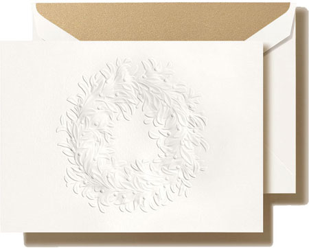 Boxed Holiday Greeting Cards by Crane & Co. (Blind Emboss Wreath)