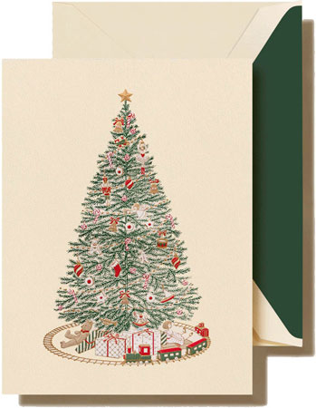 Boxed Holiday Greeting Cards by Crane & Co. (Engraved Christmas Morning Tree)