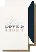 Boxed Hanukkah Greeting Cards by Crane & Co. (Engraved Peace Love Light)