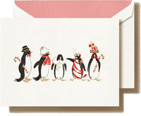 Boxed Holiday Greeting Cards by Crane & Co. (Engraved Holiday Penguins)