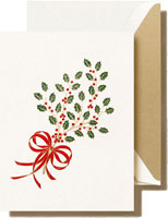 Boxed Holiday Greeting Cards by Crane & Co. (Engraved Holly Sprig)