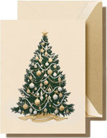 Boxed Holiday Greeting Cards by Crane & Co. (Engraved Silver and Gold Beaded Tree)