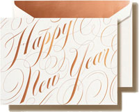 Boxed Holiday Greeting Cards by Crane & Co. (Foil Happy New Year Script)