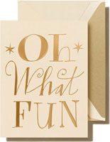 Boxed Holiday Greeting Cards by Crane & Co. (Foil Embossed Oh What Fun)