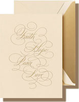 Boxed Holiday Greeting Cards by Crane & Co. (Engraved Faith Hope Peace Love)