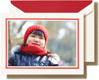 Boxed Holiday Photo Mount Cards by Crane & Co. (Classic Red and Gold Frame)