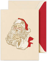 Boxed Holiday Greeting Cards by Crane & Co. (Engraved Santa Claus Wink)