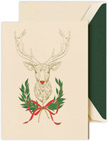 Boxed Holiday Greeting Cards by Crane & Co. (Engraved Decorated Reindeer)