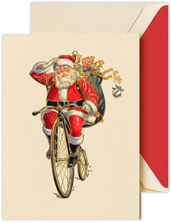 Boxed Holiday Greeting Cards by Crane & Co. (Foil Embossed Penny Farthing Santa) Boxed Holiday Greeting Cards by Crane & Co. (Foil Embossed Penny Farthing Santa)