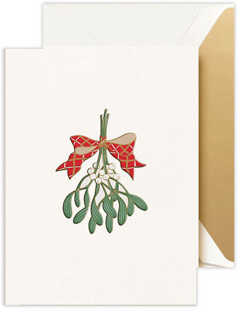 Boxed Holiday Greeting Cards by Crane & Co. (Engraved Mistletoe Bough)