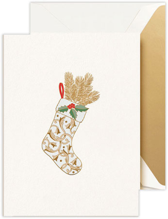 Boxed Holiday Greeting Cards by Crane & Co. (Engraved Regal Stocking)