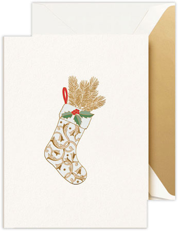 Boxed Holiday Greeting Cards by Crane & Co. (Engraved Regal Stocking) Boxed Holiday Greeting Cards by Crane & Co. (Engraved Regal Stocking)