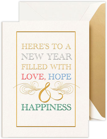 Boxed New Year's Greeting Cards by Crane & Co. (Foil New Year's Wishes)