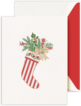 Boxed Holiday Greeting Cards by Crane & Co. (Engraved Striped Christmas Stocking) Boxed Holiday Greeting Cards by Crane & Co. (Engraved Striped Christmas Stocking)