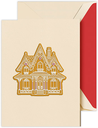 Boxed Holiday Greeting Cards by Crane & Co. (Engraved Gingerbread Cottage)