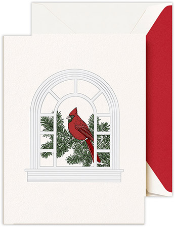 Boxed Holiday Greeting Cards by Crane & Co. (Engraved Cardinal in Window) Boxed Holiday Greeting Cards by Crane & Co. (Engraved Cardinal in Window)