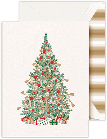 Boxed Holiday Greeting Cards by Crane & Co. (Engraved Gold Tassel Trimmed Tree) Boxed Holiday Greeting Cards by Crane & Co. (Engraved Gold Tassel Trimmed Tree)