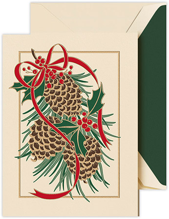 Boxed Holiday Greeting Cards by Crane & Co. (Engraved Festive Berry Pinecones) Boxed Holiday Greeting Cards by Crane & Co. (Engraved Festive Berry Pinecones)