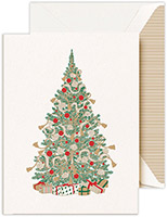 Boxed Holiday Greeting Cards by Crane & Co. (Engraved Gold Tassel Trimmed Tree)