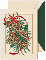 Boxed Holiday Greeting Cards by Crane & Co. (Engraved Festive Berry Pinecones)