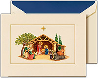 Boxed Holiday Greeting Cards by Crane & Co. (Foil Embossed Away In A Manger)