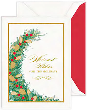 Boxed Holiday Greeting Cards by Crane & Co. (Engraved Engraved Holiday Wishes Greenery) Boxed Holiday Greeting Cards by Crane & Co. (Engraved Engraved Holiday Wishes Greenery)