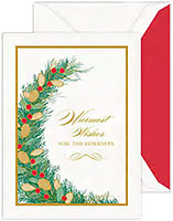 Boxed Holiday Greeting Cards by Crane & Co. (Engraved Holiday Wishes Greenery)