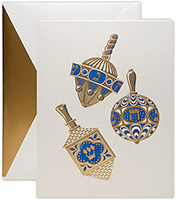 Boxed Hanukkah Greeting Cards by Crane & Co. (Engraved Spinning Dreidels)