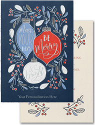 Holiday Greeting Cards by Carlson Craft - Merry Ornaments with Foil