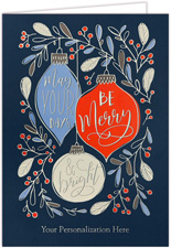 Holiday Greeting Cards by Carlson Craft - Merry Ornaments with Foil