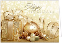 Holiday Greeting Cards by Carlson Craft - Happy Holidays Gold with Foil