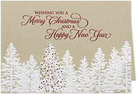 Holiday Greeting Cards by Carlson Craft - Rustic Christmas Forest with Foil