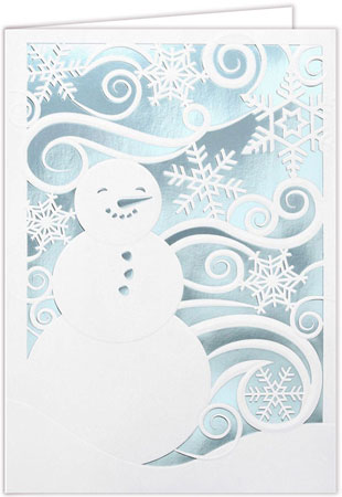 Holiday Greeting Cards by Carlson Craft - Snowman Swirls with Foil Holiday Greeting Cards by Carlson Craft - Snowman Swirls with Foil
