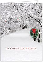 Holiday Greeting Cards by Carlson Craft - Snowy Lane with Foil