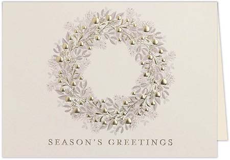 Holiday Greeting Cards by Carlson Craft - Winter Wreath Elegance with Foil