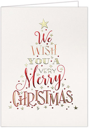 Holiday Greeting Cards by Carlson Craft - Scarlet Wishes with Foil