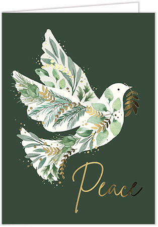 Holiday Greeting Cards by Carlson Craft - Greenery Peace with Foil Holiday Greeting Cards by Carlson Craft - Greenery Peace with Foil