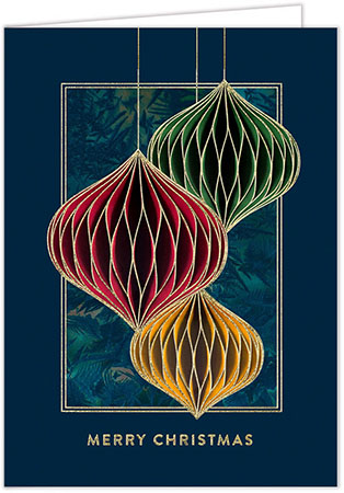 Holiday Greeting Cards by Carlson Craft - Intricate Ornaments with Foil