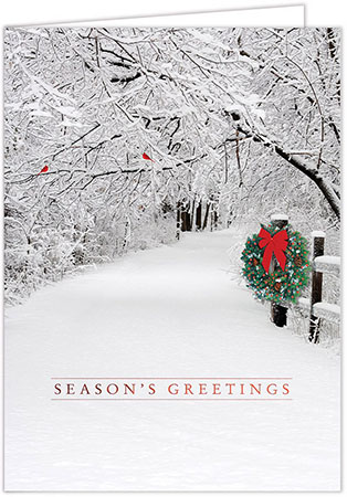 Holiday Greeting Cards by Carlson Craft - Snowy Lane with Foil