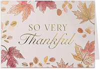 Thanksgiving Greeting Cards by Carlson Craft - So Very Thankful with Foil