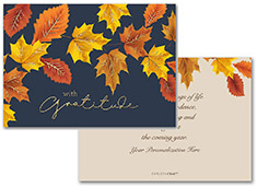 Holiday Greeting Cards by Carlson Craft - Gratitude Leaves with Foil