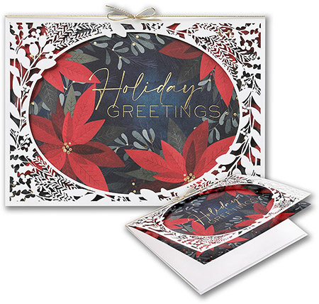 Personalized Holiday Greeting Cards by Carlson Craft - Poinsettia Greetings Personalized Holiday Greeting Cards by Carlson Craft - Poinsettia Greetings