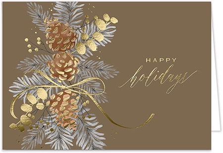 Personalized Holiday Greeting Cards by Carlson Craft - Metallic Pine