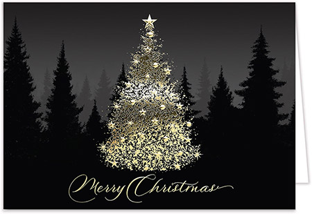 Personalized Holiday Greeting Cards by Carlson Craft - Sparkly Tree with Foil