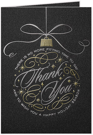Personalized Holiday Greeting Cards by Carlson Craft - Ebony Thank You with Foil Personalized Holiday Greeting Cards by Carlson Craft - Ebony Thank You with Foil