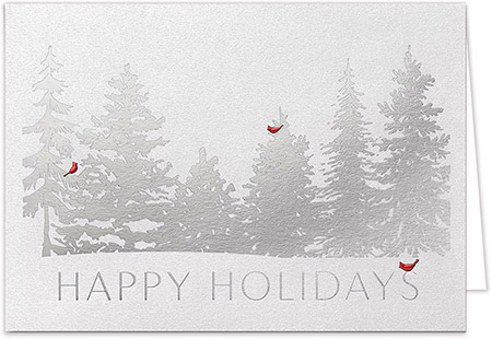 Personalized Holiday Greeting Cards by Carlson Craft - Scarlet Visitors with Foil
