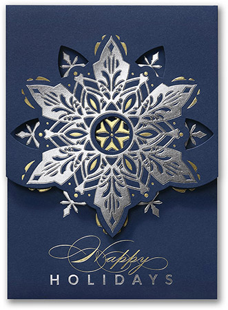 Personalized Holiday Greeting Cards by Carlson Craft - Snowflake Awe with Foil