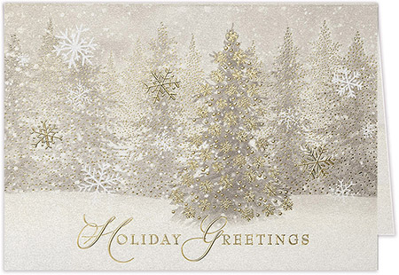 Personalized Holiday Greeting Cards by Carlson Craft - Neutral Treeline with Foil Personalized Holiday Greeting Cards by Carlson Craft - Neutral Treeline with Foil