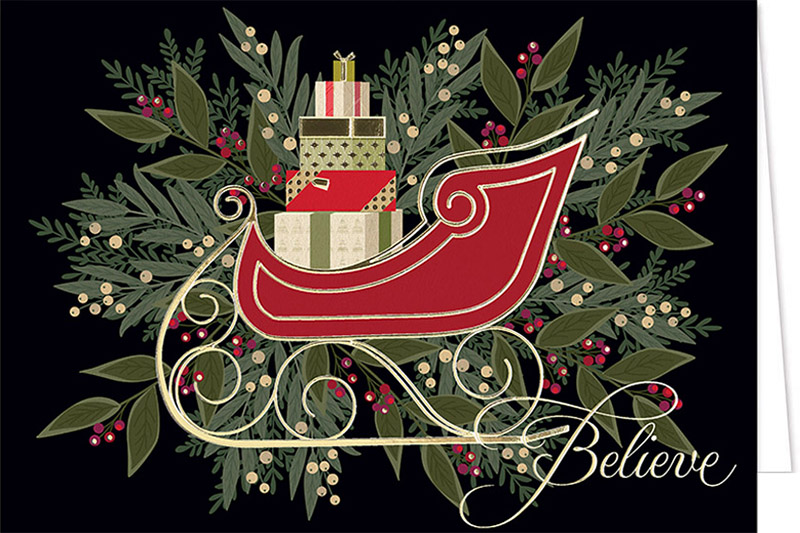 Holiday Greeting Cards by Carlson Craft - Greenery Sleigh Holiday Greeting Cards by Carlson Craft - Greenery Sleigh