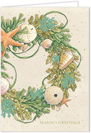 Personalized Holiday Greeting Cards by Carlson Craft - Tropical Greenery Wreath Personalized Holiday Greeting Cards by Carlson Craft - Tropical Greenery Wreath